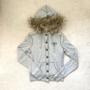 Gilly Hicks Gray Cardigan with Faux Fur Lining